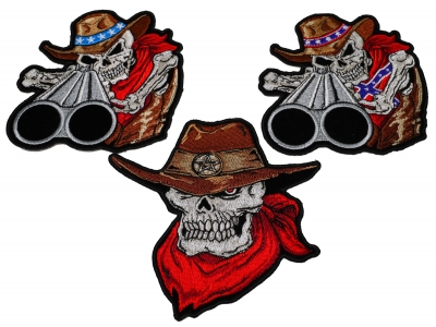 Set of 3 Cowboy Skull Patches