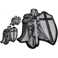 Set of 3 Crusader Kneeling Knight in Gray Patches