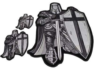 Set of 3 Crusader Kneeling Knight in Gray Patches