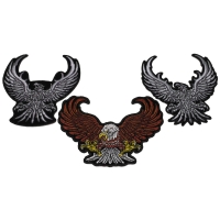 Set of 3 Eagle Patches in Brown and Silver