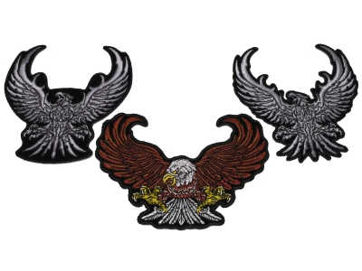 Set of 3 Eagle Patches in Brown and Silver