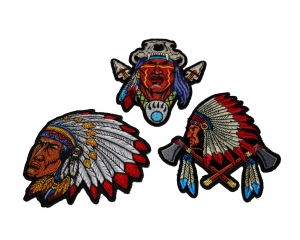 Set of 3 Indian Chief Patches