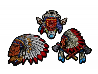 Set of 3 Indian Chief Patches