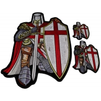 Set of 3 Small and Large Crusader Knight in Red Cape Patches