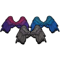 Set of 3 small Angel Wings Patches in Blue Pink and Gray