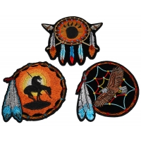 Set of 3 Small Dreamcatcher Patches Native American Indian Designs