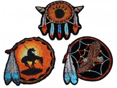 Set of 3 Small Dreamcatcher Patches Native American Indian Designs