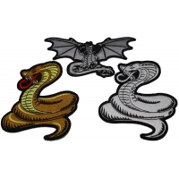 Set of 3 Snake and Dragon Patches