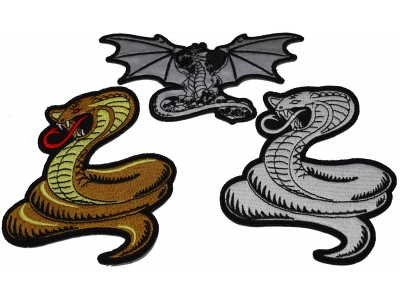 Set of 3 Snake and Dragon Patches