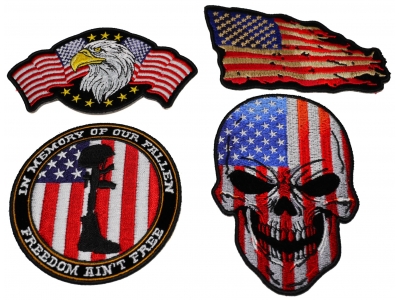 Set of 4 Patriotic American Flag Patches