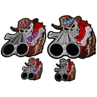 Set of 4 Skull Cowboy with Shotgun Barrel Patch