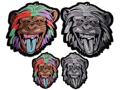 Set of 4 Small and Large Chimpanzee Patches in Gray and Color