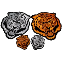 Set of 4 Small and Large Tiger Patches in Orange and White