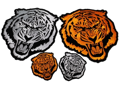 Set of 4 Small and Large Tiger Patches in Orange and White