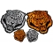 Set of 4 Small and Large Tiger Patches in Orange and White