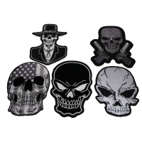 Set of 5 Black Skull Patches