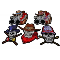 Set of 5 Colorful Embroidered Skull Patches