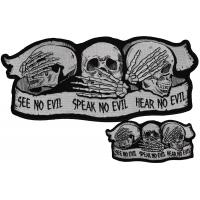 Set of Large and Small See Hear and Speak No Evil Skull Patches