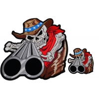 Shotgun Barrel Cowboy Skull 2 Piece Front And Back Patch Set