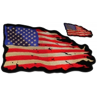 US Flag Vintage Tattered Small And Large Patch Set