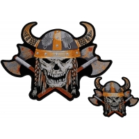 Viking Patch Set Small And Large Skull Axes Horned Helmet