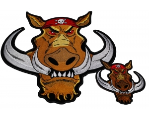 Wild Hog Biker Small And Large Patch Set