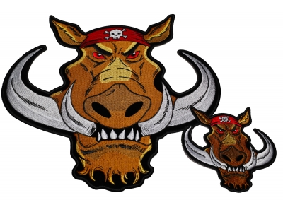 Wild Hog Biker Small And Large Patch Set