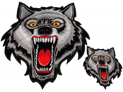 Wild Wolf Two Piece Small And Large Embroidered Patch Set