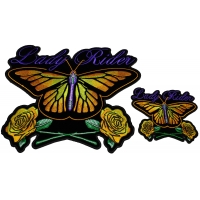 Yellow Butterfly Patches For Lady Riders Small And Large Embroidered