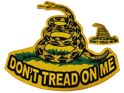 Yellow Snake Don't Tread On Me 2 Piece Small And Large Patch Set