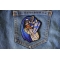 Blue Cape Knight Christian Patch shown on jeans
