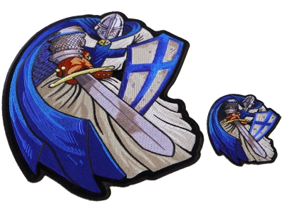 Blue Caped Crusader Knight Templar Small and Large Patch Set