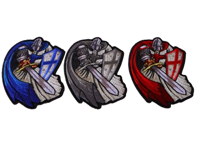 Blue Red and Gray Cape Crusader Knights Templar Small Iron on Patches