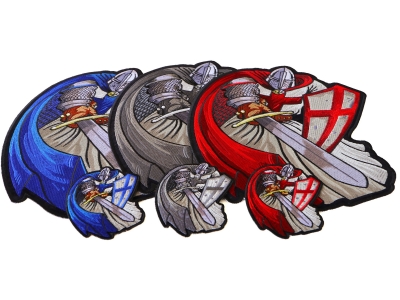 Crusader Knights Templar Patches Mega Set of 3 Large and 3 Small Patches in Red Blue and Silver