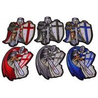 Kneeling and Ready Crusader Knights Templar Small Set of 6 Iron on Patches