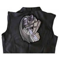 Silver Cape Templar Knight Large Back Patch Silver Cape Templar Knight Large Back Patch