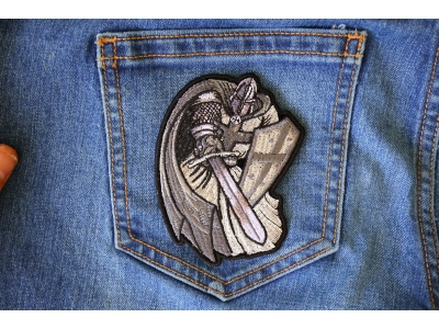 Silver Cape Templar Knight Patch