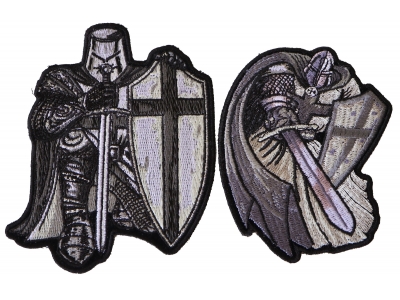 Silver Knights Iron on Patch Set of 2