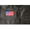 These Colors Don't Run US Flag Patch - 4x2.75 inch. Embroidered Iron on Patch shown on leather vest