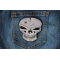 White Skull Patch Gray Skull Patch shown on jeans
