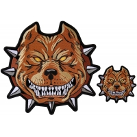Set of 2 Brown Pitbull Embroidered Patches Small and Large