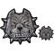 Set of 2 Gray Pitbull Iron on Patches Small and Large