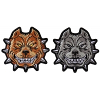 Set of 2 Small Pitbull Patches in Gray and Brown