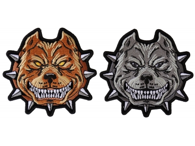 Set of 2 Small Pitbull Patches in Gray and Brown