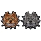 Set of 2 Small Pitbull Patches in Gray and Brown