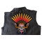 Wicked Skull Snakes Feathers Large Back Patch Snake Eye Skull with Feather Hat Patch, Large Indian Patches shown on leather vest