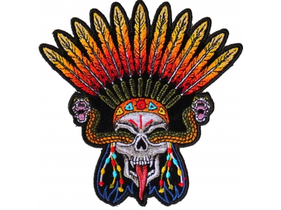 Wicked Snake Skull and Feathers Iron on Patch