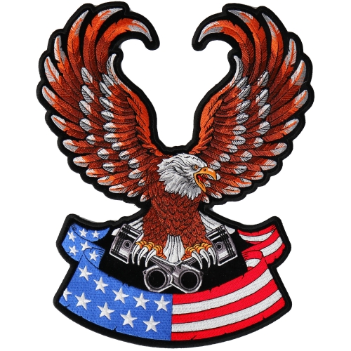 Large Patriotic EST 1776 USA Bald Eagle American Flag Embroidered Biker Patch 