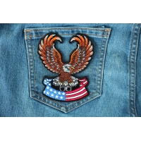 Patriotic Eagle with pistons small iron on biker and flag patch