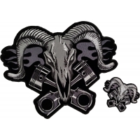 Ram and Pistons Biker Patch Set of Small and Large